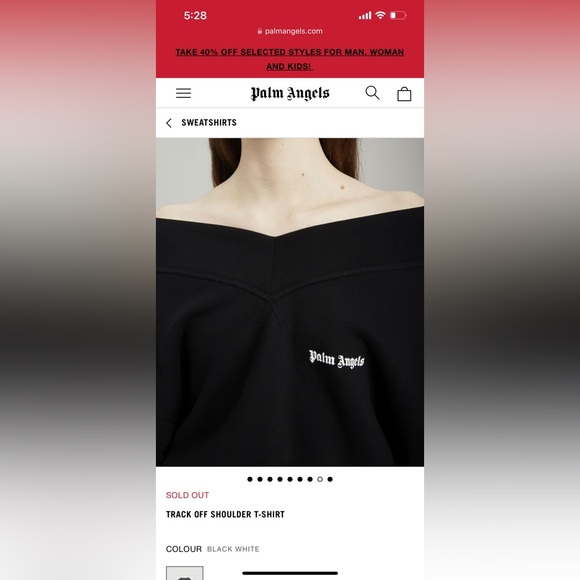 Palm Angels Logo Print Off-shoulder Sweatshirt Size Small Track Off Shoulder - Picture 16 of 16